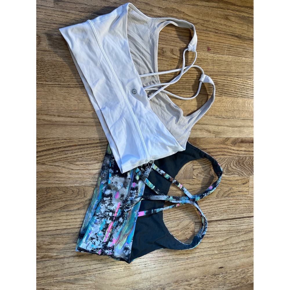 Lululemon Sports Bra Bundle Free to Be Serene White & Energy Longline Print 10 - Picture 4 of 8